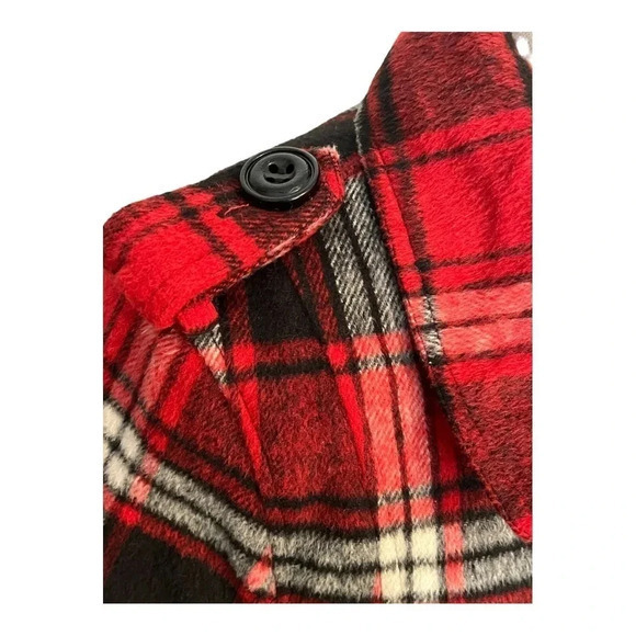 COCOA PLATINUM PLAID JACKET DOUBLE BREAST RED BLACK COAT WOOL‎ LINED SIZE MEDIUM - Picture 7 of 13